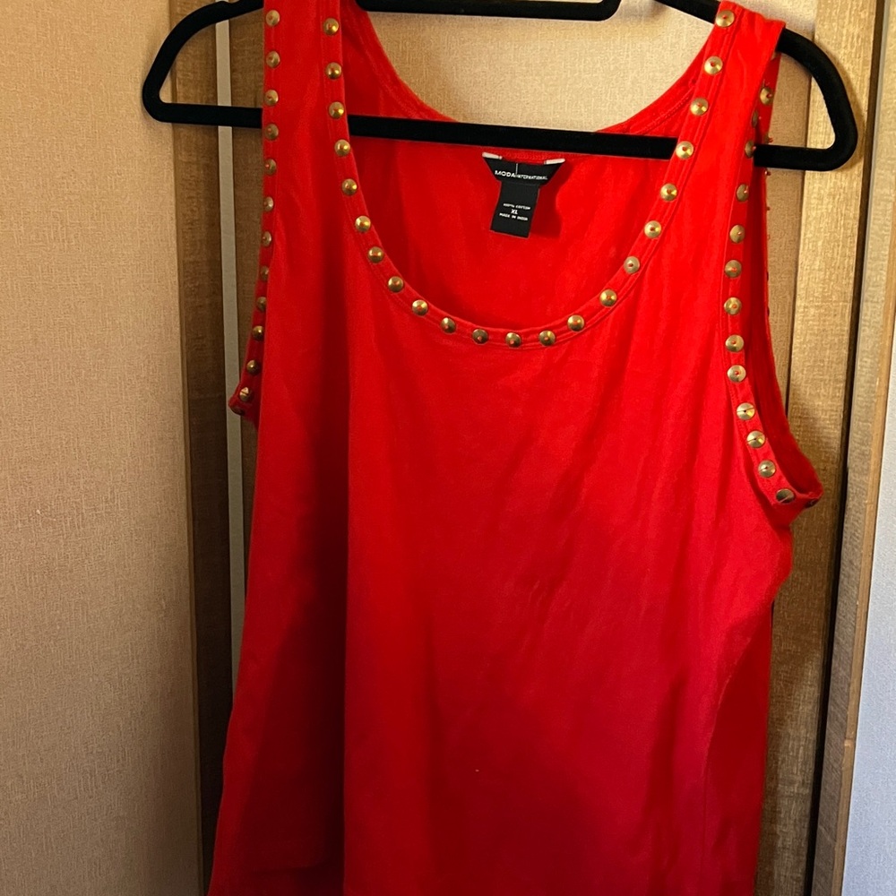 Moda International Red Studded Women's Top XL